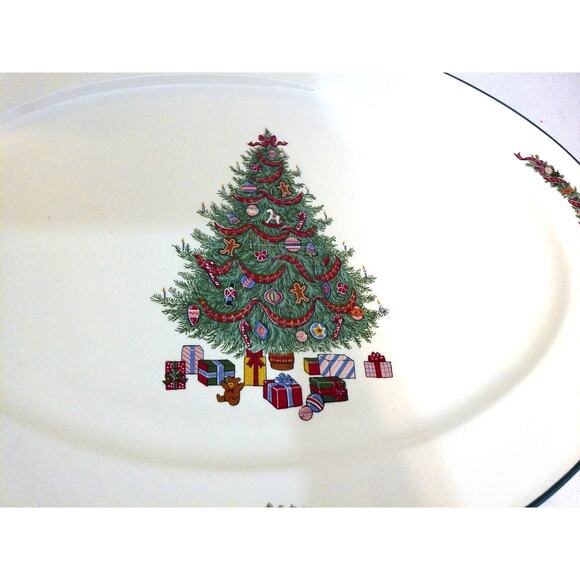 Vintage Caldor Christmas Tree Stone Ware Platter Made in Japan New - Picture 2 of 5